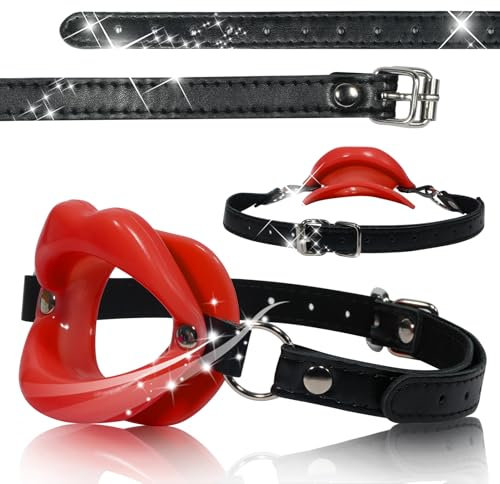 Bâillon Bouche Silicone Gag Ball avec Bandes Réglables BDSM Bondage Bâillon Bouche Esclave Fétiche Jouets O-ring Ballgag pour Sexe Oral pour Couples, Femmes, Hommes (Red)