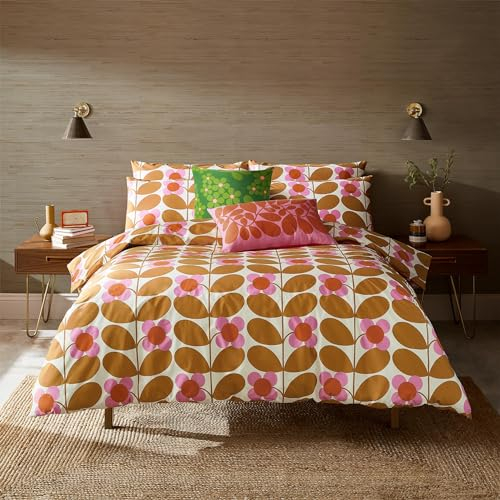 Orla Kiely Bettwäscheset – Stem Bloom Safran 100 % Baumwolle (Standard-Kissenbezug-Paar: 50 x 75 cm)