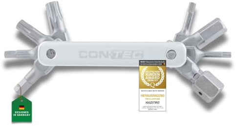 CONTEC Fahrrad-Multitool Buster 9, 9 in 1, Multifunktionswerkzeug, Reparatur Set, Mini-Tool, Multi-Purpose, Innensechskant, Innensechsrund, leicht