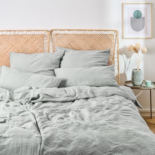 Blumtal Biancheria da Letto 135x200 cm Set da 2 - OEKO-TEX Certificata Cotone - 2x Copripiumino 135x200 + 2x Federa 40x80 cm - Biancheria Estiva 135x200 Blu