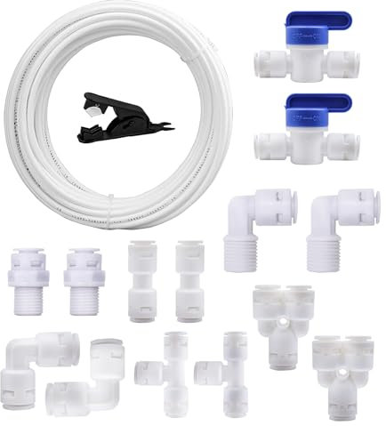 HUAZIZ Manguera de Suministro de Agua Universal de 5 M, Kit de Conector de Manguera de Refrigerador de 1/4 , Tubo de Filtro, Piezas y Accesorios de Refrigerador Europeo/Americano
