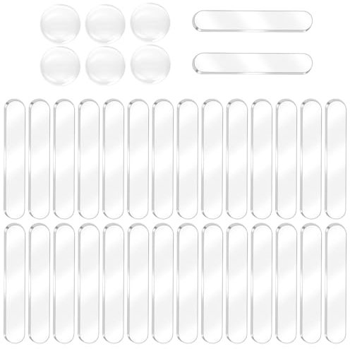 6 Pezzi Fermaporta Maniglia Trasparenti Rotondi in Gomma e 30 Pezzi Rettangolo Gommini Silicone, Fermaporta Paraurti da Parete,Fermaporta Maniglia a Muro, Paracolpi Porta, Paracolpi