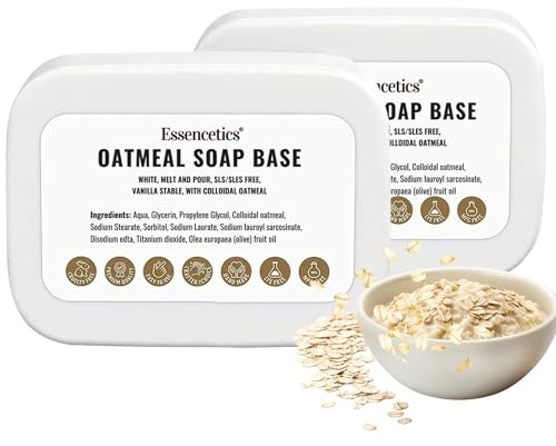Essencetics 2,2 kg de base de jabón orgánico de avena para hacer jabón, sin SLS & SLES – Jabón de glicerina para verter el jabón – Jabón para hacer tú mismo con bloque de jabón – Base de jabón para