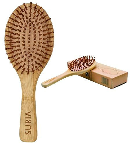 Spazzola per capelli in bambù - Antistatica, Naturale ed Ecologico - Setole in Legno per Massaggio Capillare e Stimolare la Crescita | Ideale per Tutti i Tipi di Capelli