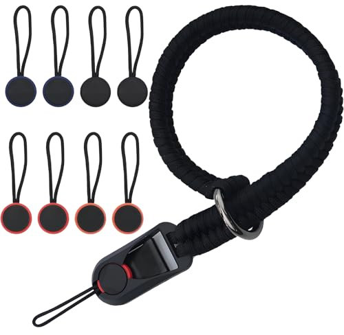 ClcIosis 9 correas para cámara, 1 correa de mano para cámara con 8 cierres rápidos, correa de liberación rápida, correa de muñeca para diferentes muñecas, paracord de peso ultraligero, Rojo Azul Negro