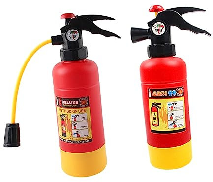 ZUNOXAZ Fire Extinguisher Toy Water Shooter Set for Boys and Girls, Small and Large 2pcs, Summer Beach Water Play, Fireman Children Toy with inside Sticker