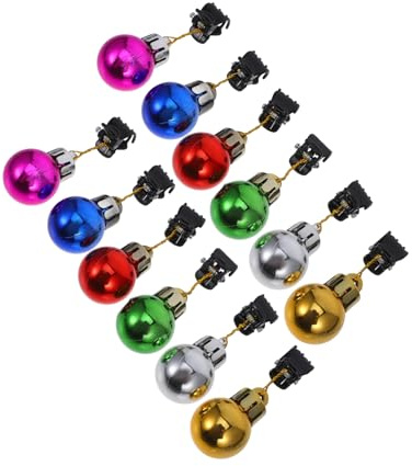 WRITWAA 12piezas Clip para Barba Forma de Bola Navideña Pinzas Navideñas Brillantes para Bigote Adornos Coloridos para Vello Facial para Decoración de Barba de Navidad