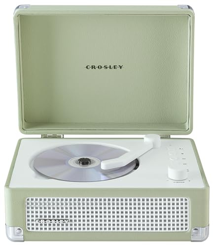 Crosley CR3505A-MT Cruiser Retro Portable CD Player with Stereo Bluetooth Speakers and FM Radio, Mint