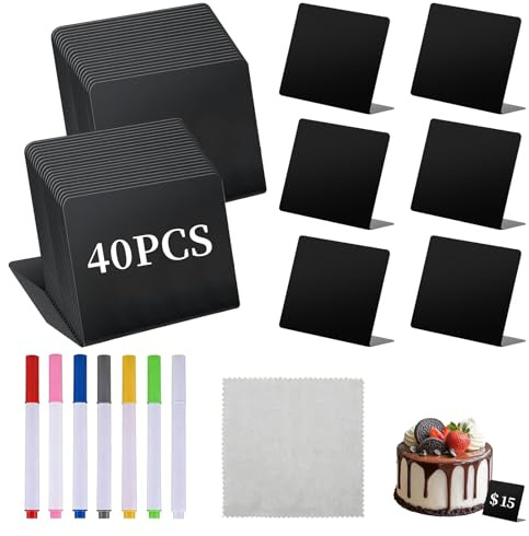 MFUSUL 40 Pièces Etiquette Prix, Marque Place 100 X 75 MM pour L'étiquetage, Les étiquettes de Prix, Ardoise Craie, pour Les Buffets, Les Fêtes, Les Marque-Places, Les Mariages