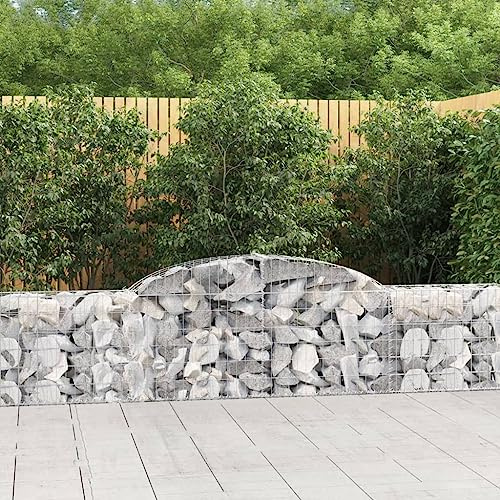 Lot de 2 pots de fleurs pour le jardin, gabions avec arche surélevée, 300 x 30 x 60/80 cm, en fer galvanisé, plate-bande surélevée galvanisée pour terrasse et balcon