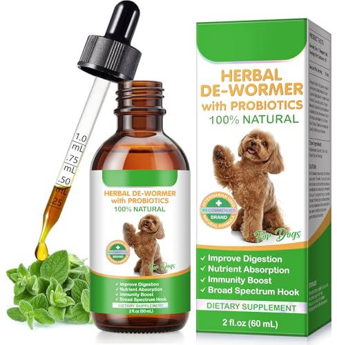 HEXIN Vermifuge pour chien 60 ml, vermifuge pour chiens avec probitiques, prévention des infections parasitaires, favorise un intestin sain, formule naturelle