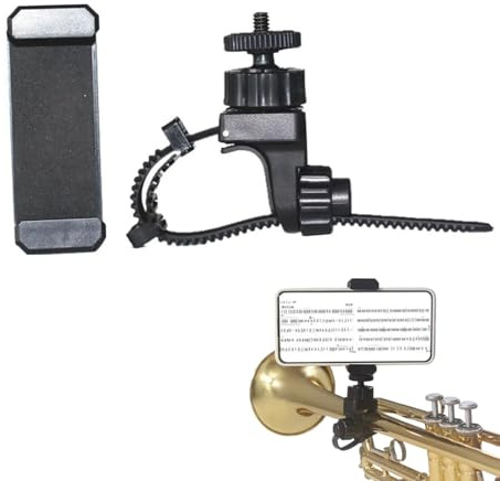 Lyre de Musique de Fanfare, Porte-Partitions de Clarinette,Support de Téléphone Léger, Rotation à 360°,Pince Lyre Réglable,Pour Trompette, Clarinette Et Hautbois (Noir)