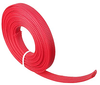Othmro Manicotto flessibile intrecciato in PET da 9,8 m, larghezza 10 mm, guaina e organizzatore, protegge per TV, audio, PC cavi da animali domestici che masticano rosso, 1 pezzo