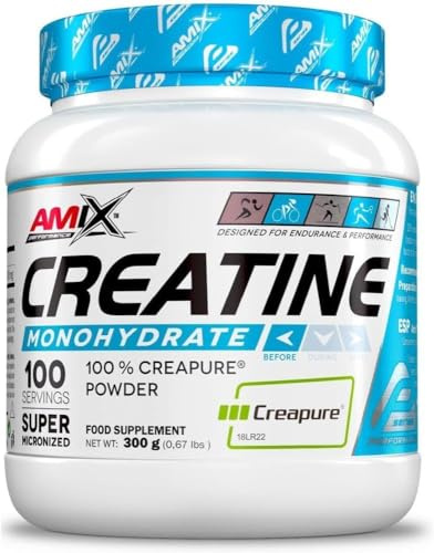 AMIX - Creatina Monohidratada Creapure en Bote de 300 g - 100% Creapure - Suplemento para Ganar Masa Muscular- Ideal para mejorar el rendimiento en deportes de fuerza y ejercicios cortos e intensos