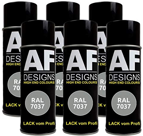 Alex Flittner Designs 6X Ral Pintura en Espray Pintura Coche Laca Colorida Lata de Aerosol RAL7037 Polvo Gris Mate