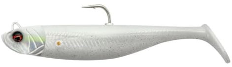 Savage Gear Savage Minnow - Lebendige Kicking Action, Stand-Up Jig Head Design, Ideal für Salzwasser- und Süßwasserangler, Perfekt für Raubfische wie Hecht, Barsch & Zander White Pearl Silver 12,5 cm