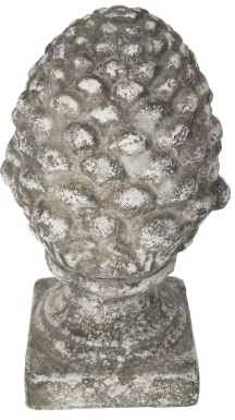 KEYHOMESTORE - Piña decorativa, fabricada en terracota, color gris antiguo, altura 30 cm, con base. Ideal como complemento de decoración para interiores y exteriores.
