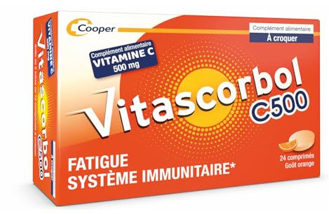VITASCORBOL - Complément alimentaire à base de vitamine C 500 mg - Fatigue et système immunitaire - Programme 24 jours - 24 comprimés à croquer