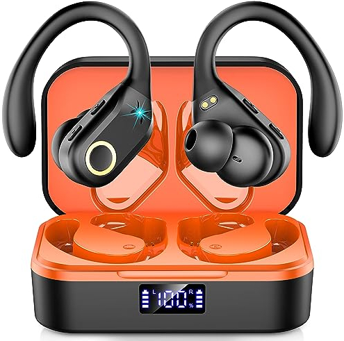 Bluetooth Kopfhörer Sport, Kopfhörer Kabellos Bass Sound, In Ear Kopfhörer Bluetooth 5.3 IPX7 wasserdichte, 60 Std Spielzeit, Sportkopfhörer mit HD Mic, LED-Anzeige, USB-C Ladebox Ohrhörer für Sport