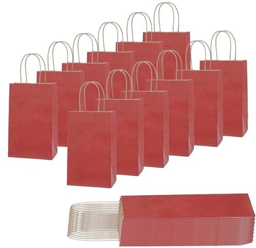 30 st presentpåsar, små vinröda papperspåsar för barnfester, godispåsar med handtag, vindröd plattbottnad kraftpapper festpåse för presenter, jul bröllop
