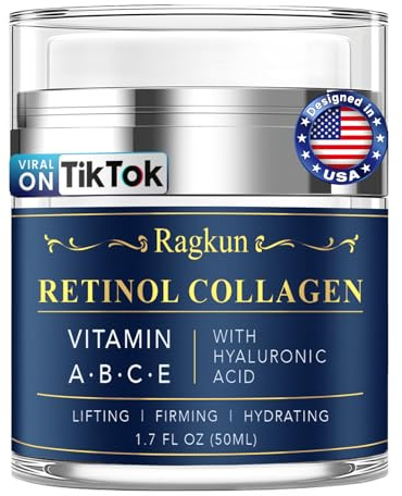 Ragkun Retinol Cream for Face, Collagen Neck Creams for Tightening and Firming, Anti Aging Day & Night Facial Moisturizer for Women & Men, Instant Face Lift Wrinkle Cream 1.7 fl. oz.
