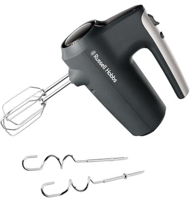 Russell Hobbs Batidora Amasadora, para repostería, 5 velocidades, turbo, varillas batidoras y ganchos para amasar aptos lavavajillas, se mantiene erguida, 350 W max, Desire Matte Charcoal 27141-56