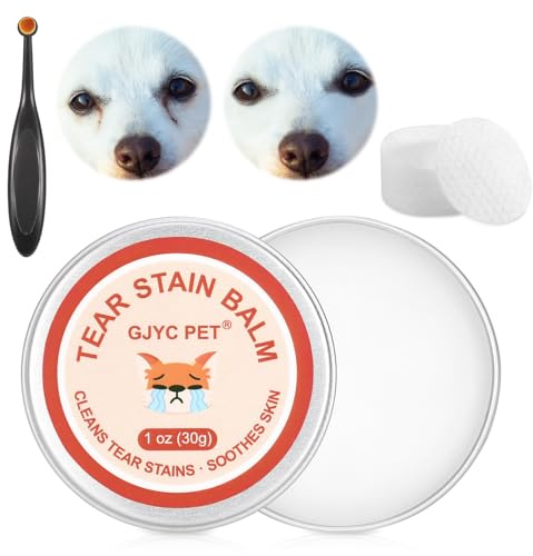 3 in 1 Bálsamo Removedor de Manchas de Lágrimas para Mascotas 1 oz (30g), Cuidado Ocular para Perros con 40 Toallitas de Ojos para Perros y Cepillo de Precisión, Suave Llimpiador Ojos Perros
