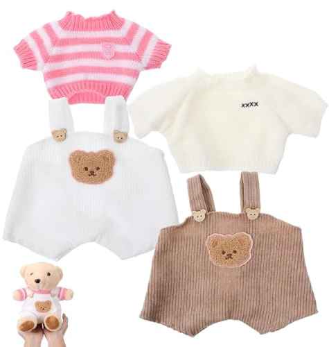 BESTonZON Vêtements pour Peluches Ours 30 Cm - 2 Ensembles Confortables avec Pantalon À Bretelles Et Pull Tenue Adorable pour Jeux Séances Photo Et Expositions