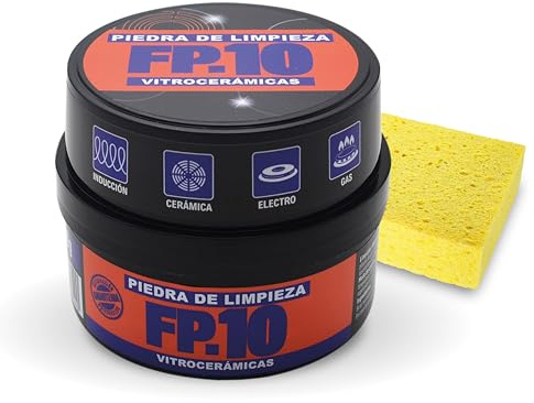 Piedra Blanca Limpieza VITROCERAMICA [FP.10] Potente Quita Grasa | Limpieza Profesional. Ideal Para Desincrustar Suciedad Profunda Y Antigua. Producto Eco. Incluye Esponja (1)