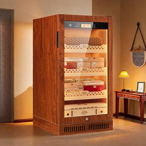 Electric Cigar Humidor Cabinet, 600 Count Capacity, LED Digital Display, Spanish Cedar Drawer & Shelf, Built-in LED Light