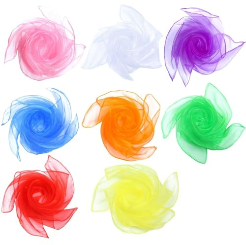 Lyivisk 8 Stück Jongliertücher Chiffontücher Seidentücher, für Tanzen Gymnastik und Performances, Weiche Textur mit Stabilen Kanten, Vielfältige Farben für Verschiedene Anlässe
