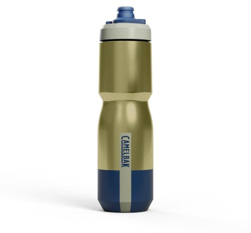 CamelBak Podium Water Bottle 22oz, Mercury Fog | Vacuum Insulated Steel, High Flow Drink Cap, Leak Proof Lockout, Secure Bike Cage Fit, Durable Steel Construction