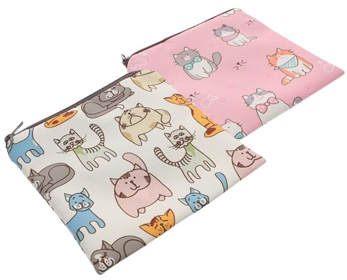 Veemoon Bolsa Organizadora para Compresas Menstruales 2 Unidades Diseño de Gato, Resistente al Agua, Tamaño Compacto para Almacenamiento Higiénico Femenino y Uso en Viajes