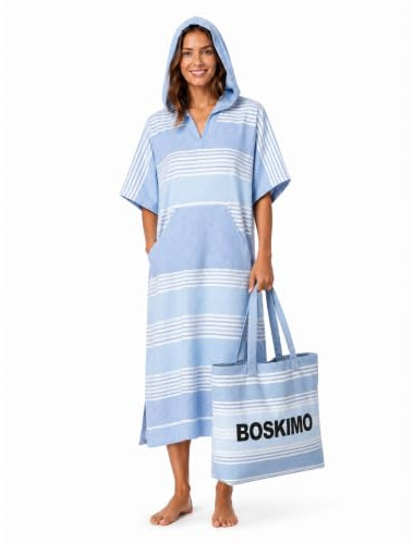 BOSKIMO Poncho Serviette Adulte avec Capuche - Plage Piscine Surf - Sac Inclus