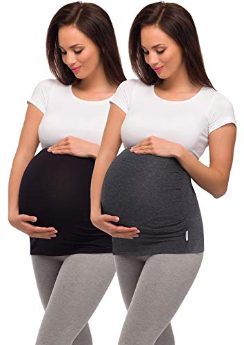 Be Mammy Dam Moderskap Mage Band 04 2 Pack (Svart + Mörk Melange, S)