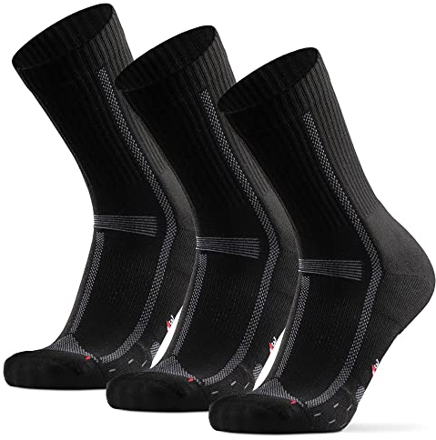 DANISH ENDURANCE Crew Laufsocken (3|5 Paar), Halbhohe Sportsocken, Unisex, für Damen & Herren, Schwarz/Grau, 43-47