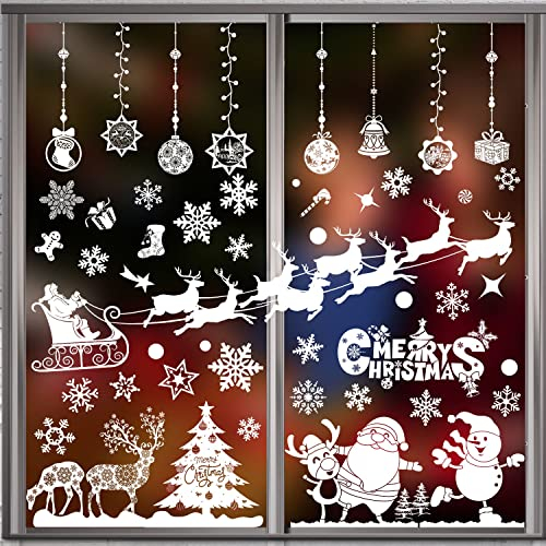 BBLIKE Fensterbilder Weihnachten 8 Blätter Fensteraufkleber Fenstersticker Fensterdeko Schneeflocken Fensterbilder für Türen,Schaufenster, Vitrinen, Glasfronten (B)