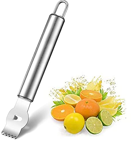 Éplucheur à Zesteur de Citron et Agrumes Professionnel avec Canal - Poignée en Acier Inoxydable pour Cocktails de Gin, Melon et Orange