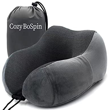 Cozy BoSpin Tragbares Reisekissen – Nackenkissen aus Memory-Schaum, perfekt luxuriös, kompakt und leicht, Schnellpack für Camping, Schlafkissen (grau)