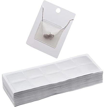 JIHUOO 200 Stück Selbstklebende Kettentaschen für Halsketten Karteikartentaschen Ketten Klebebeutel Schmuckbeutel Verpackungsketten Taschen