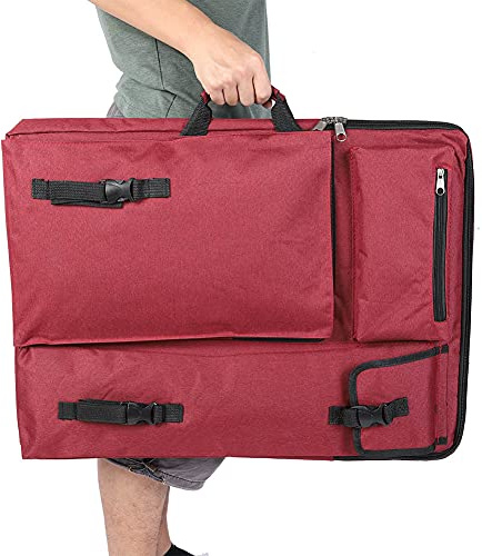 Fyearfly Portafolio de Arte, Bolsa de Tablero de Dibujo 4k Bolsa de Dibujo Impermeable Bolsa de Protección de Dibujo Portátil Mochila de Arte Funda de Transporte para Estudiantes Artistas(Rojo)
