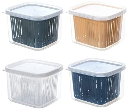 Ensemble de 4 Berry Basket Berry Bowl Fruit Strainer Container avec couvercle, Berry Keeper Box avec passoire pour réfrigérateur, Contenants de stockage alimentaire en plastique de fruits et légumes