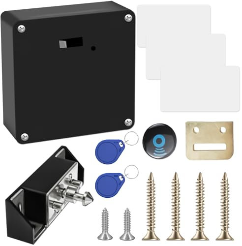 Cerradura de cajón inteligente: cerradura electrónica del gabinete con 2 llaveros y 3 tarjeta RFID, cerradura oculta del gabinete con tarjeta de sensor para el armario, los cajones, los casilleros y