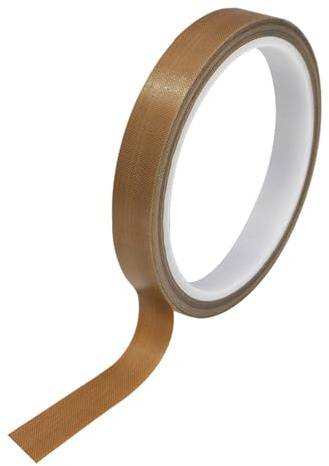 Misuyue Nastro in teflon, 15 mm, resistente al calore fino a 300 °C, nastro in teflon, nastro in tessuto di vetro PTFE, 10 m, per macchina sottovuoto, sigillante a impulsi (marrone)