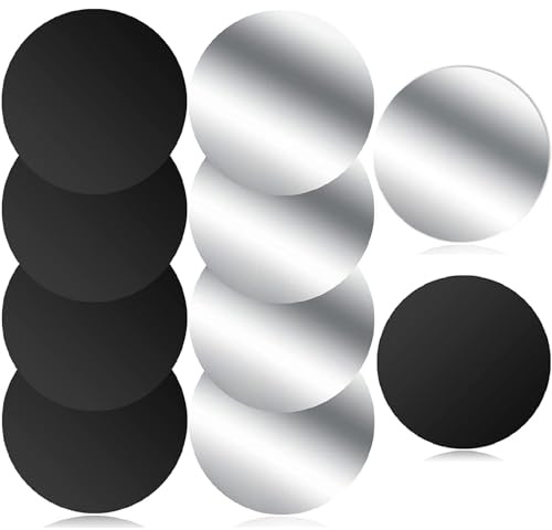 Czkonore Metallplatta mobiltelefon 10 stycken, metallplattor för mobiltelefonhållare bil, metallplatta självhäftande med starkt lim för biltillbehör mobiltelefon, svart + silver