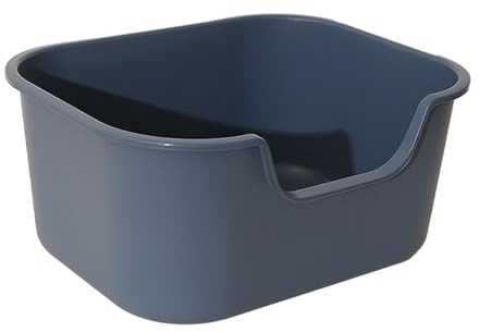 Kattlåda, Kattsandsbassäng med öppen topp for husdjurssand höga sidor Slitstark stänksäker kattsandstrå for alla typer av kattsand(Blue)