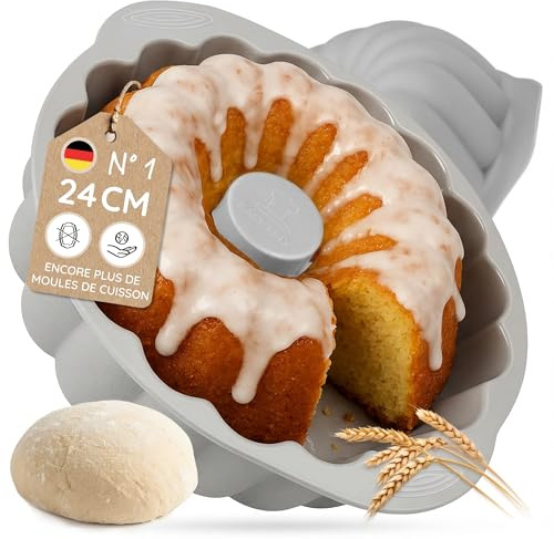Backefix Stampo per ciambella, 24 cm, in silicone platinico, ideale come stampo per torta