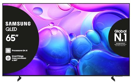Samsung QLED 4K Vision AI Smart TV 65'' QE65Q6FAAUXZT, Q4 Lite Processor, 4K AI Upscaling, Art Store, OTS Lite & Adaptive Sound, Metal Stream Design, PACCHETTO INTRATTENIMENTO, 2025