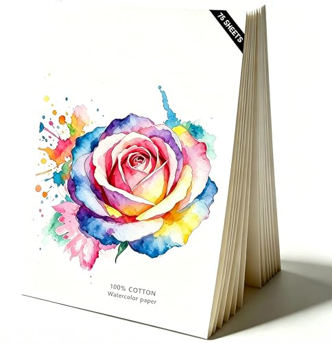 75 Sheets Watercolour Paper Pad - 300GSM(140lb), Cold-Pressed Texture Art Watercolour Paper, Sketchbook for Painting, Drawing, Sketching and Mixed Media-3.97 x 5.98 in