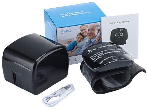 Wrist Blood Pressure Monitor with LED Touchscreen & Voice Guidance - Portable BP Monitor with Dual User Memory Rechargeable Battery and Travel Case for Home & Travel (Wrist Style)